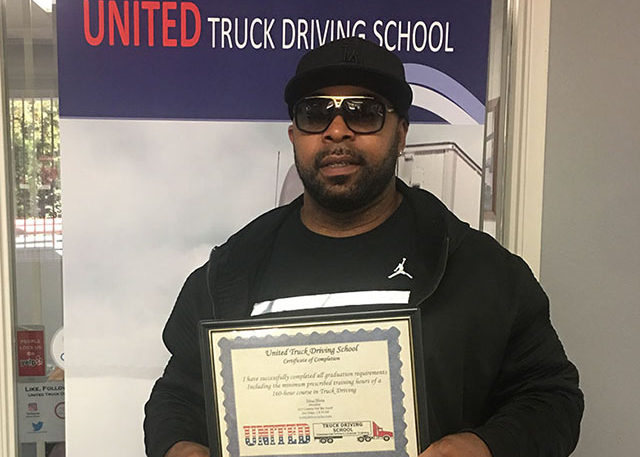 Image of Jay Williams with CDL certificate