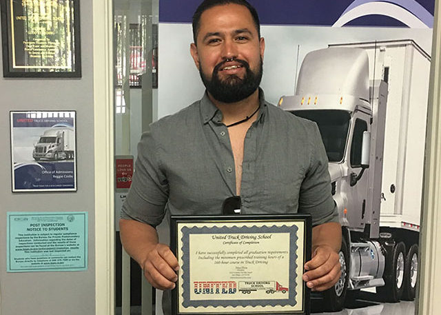 Image of Angel C with CDL certificate