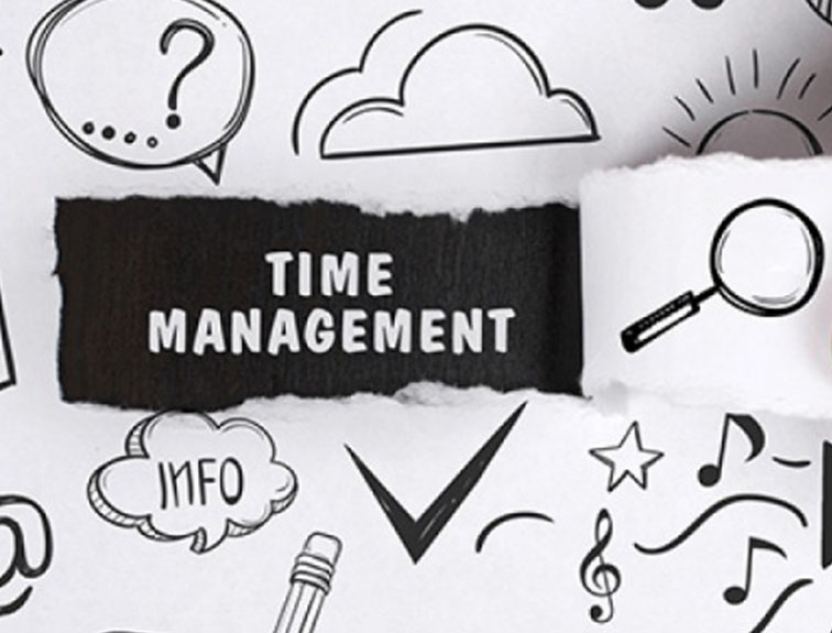 Image of graphic with the words "time management"
